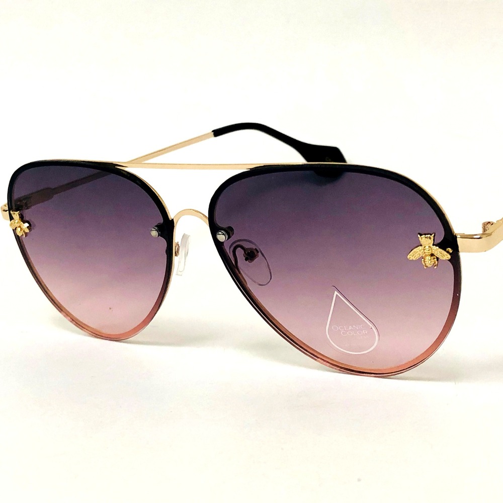 Aviator Sunglasses  Gold Frame  Ombre Lens Fashion UV400 Protection Beach Shades